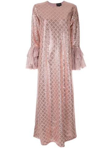 Dima Ayad Sequin Embroidered Flared Dress - Pink