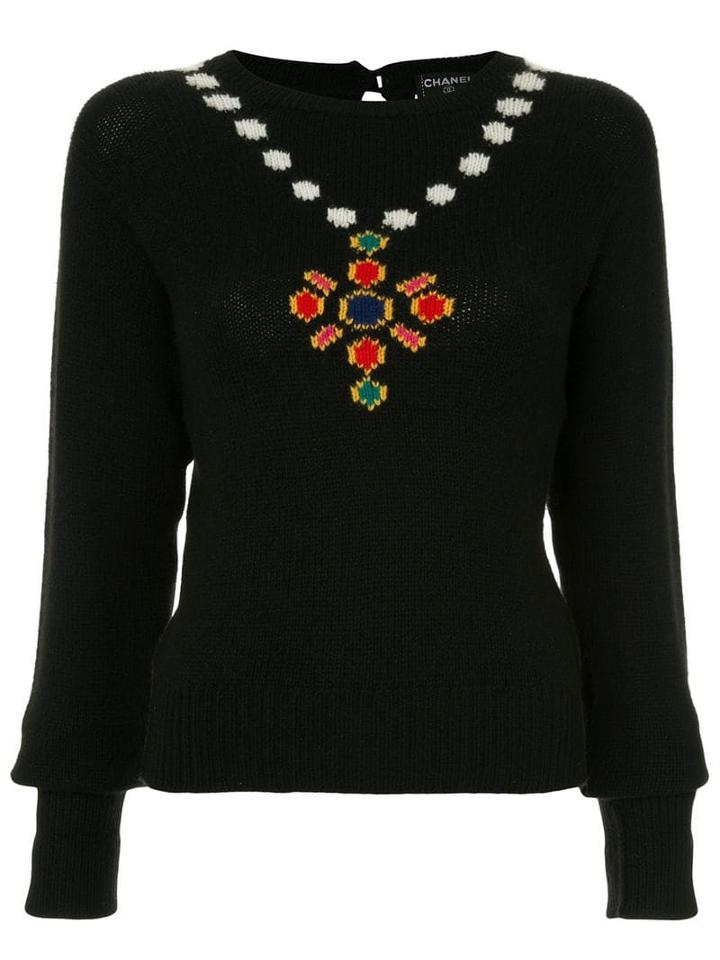 Chanel Pre-owned Necklace Intarsia Jumper - Black