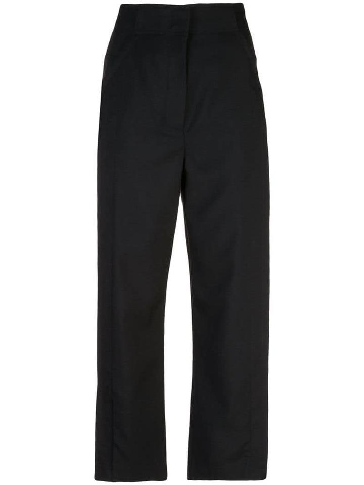 Proenza Schouler High Waisted Split Wool Twill Pants - Black