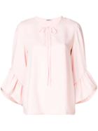 P.a.r.o.s.h. Frill Cuffed Blouse - Pink & Purple