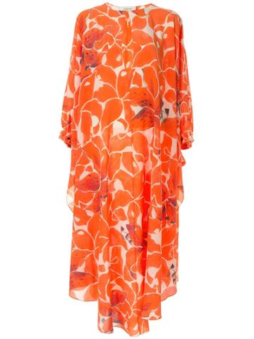 Kalmar Hibiscus Print Maxi Dress - Orange