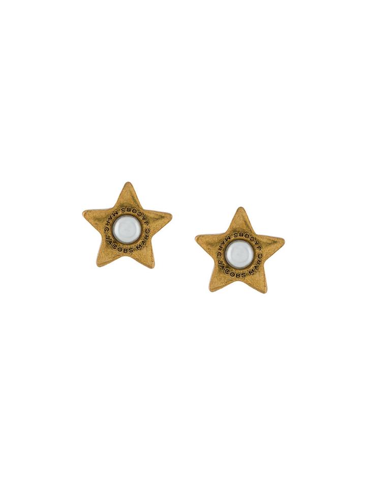 Marc Jacobs Flat Pearl Star Stud Earrings - Metallic