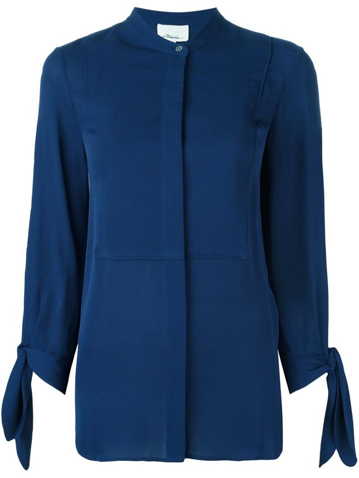 3.1 Phillip Lim Tied Cuff Shirt, Women's, Size: 8, Blue, Silk