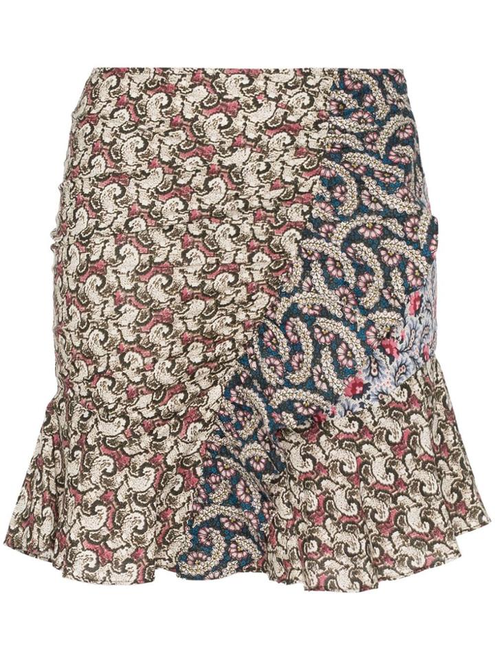 Isabel Marant Étoile Printed Ruffle Detail Cotton Mini Skirt - Pink