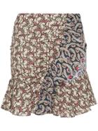 Isabel Marant Étoile Printed Ruffle Detail Cotton Mini Skirt - Pink