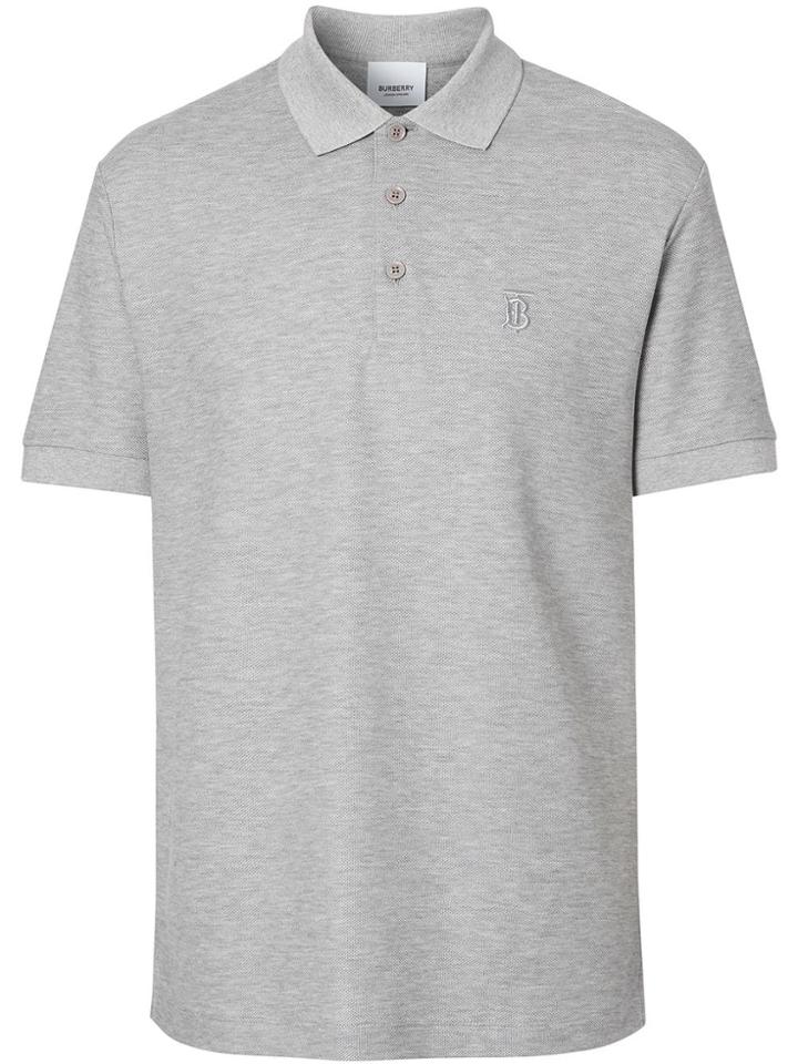 Burberry Monogram Motif Cotton Piqué Polo Shirt - Grey