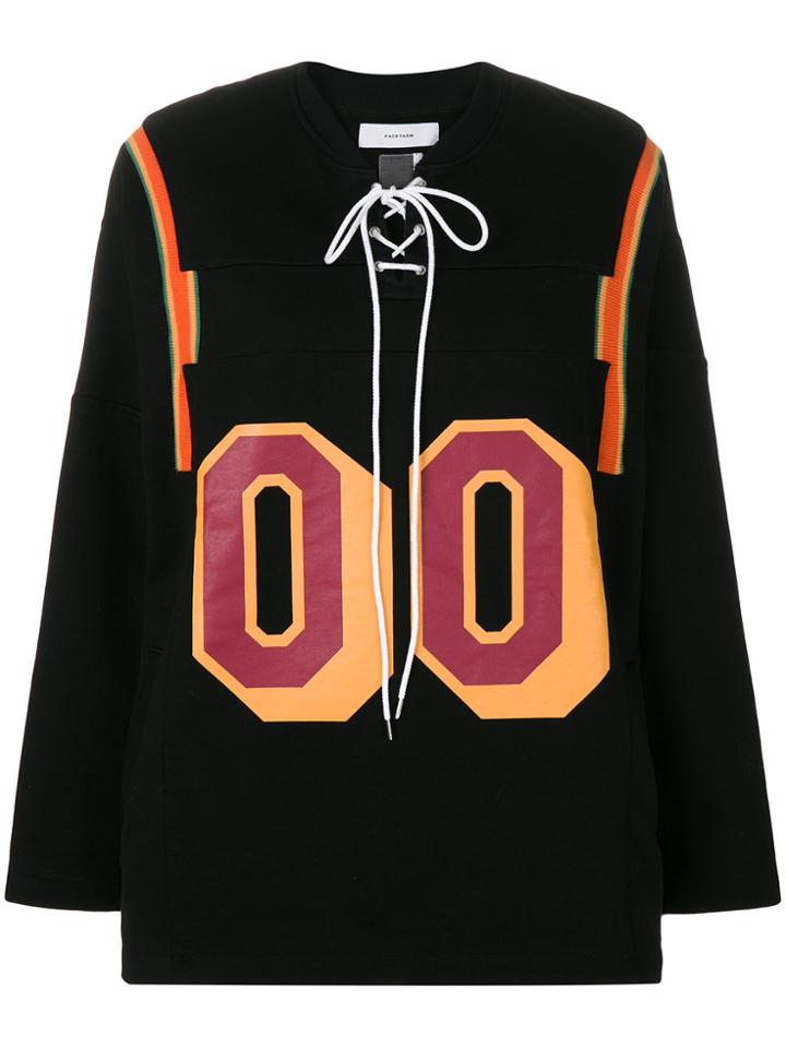 Facetasm Lace-up Oversized Sweatshirt - Black