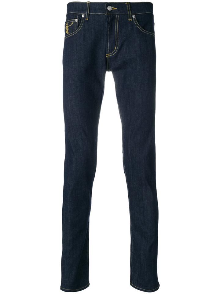Alexander Mcqueen Dancing Skull Skinny Jeans - Blue