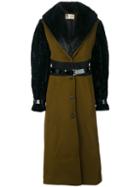 Lanvin - Racoon Fur Trim Coat - Women - Calf Leather/polyester/acetate/zamac - 38, Green, Calf Leather/polyester/acetate/zamac