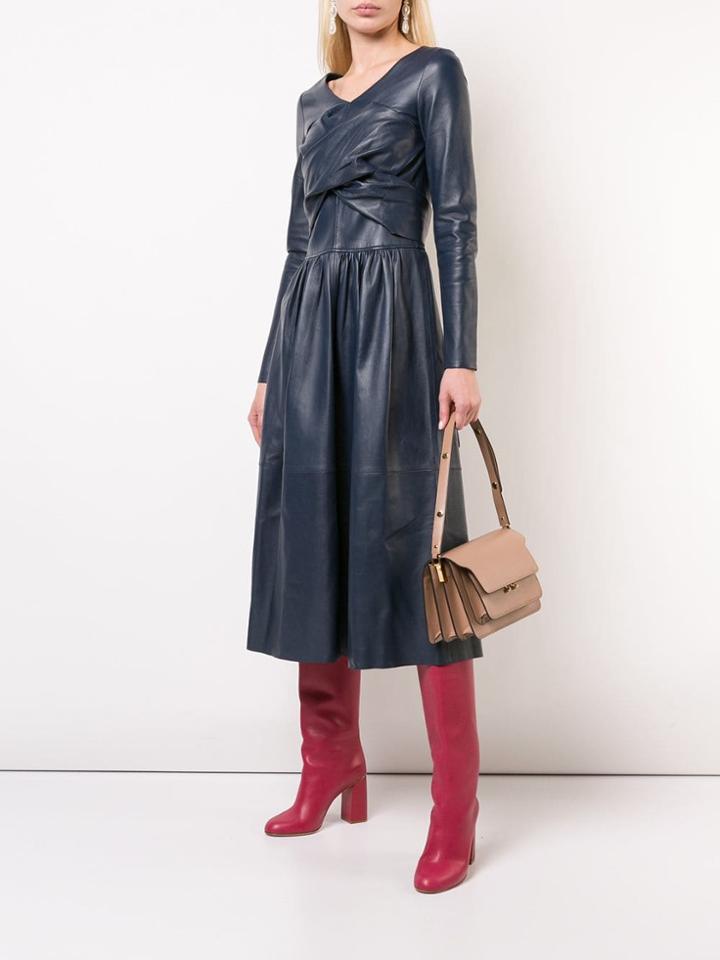 Joseph Midi Leather Dress - Blue
