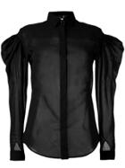 Saint Laurent Sheer Puff-sleeve Shirt - Black