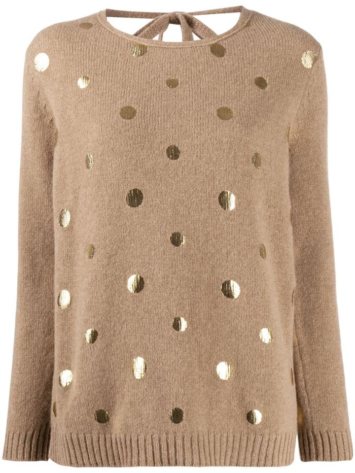 Piazza Sempione Metallic Dot Jumper - Brown