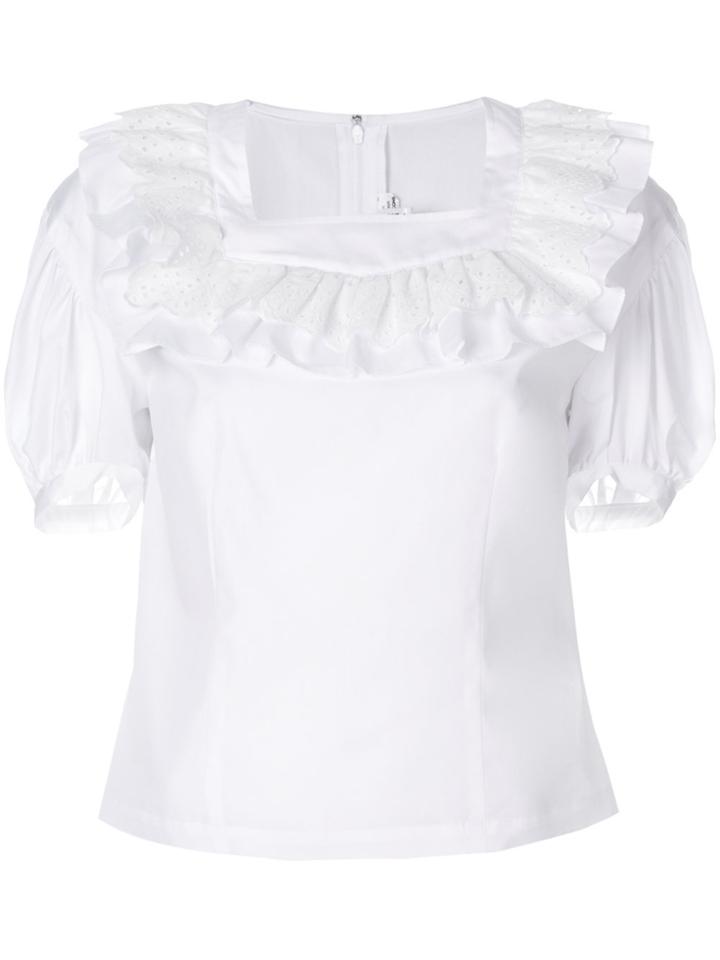 Comme Des Garçons Comme Des Garçons Ruffle Neck Blouse - White