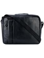 Borbonese - Front Zip Shoulder Bag - Men - Leather/polyester - One Size, Black, Leather/polyester