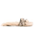 Alberta Ferretti Fur Detail Sandals - Nude & Neutrals
