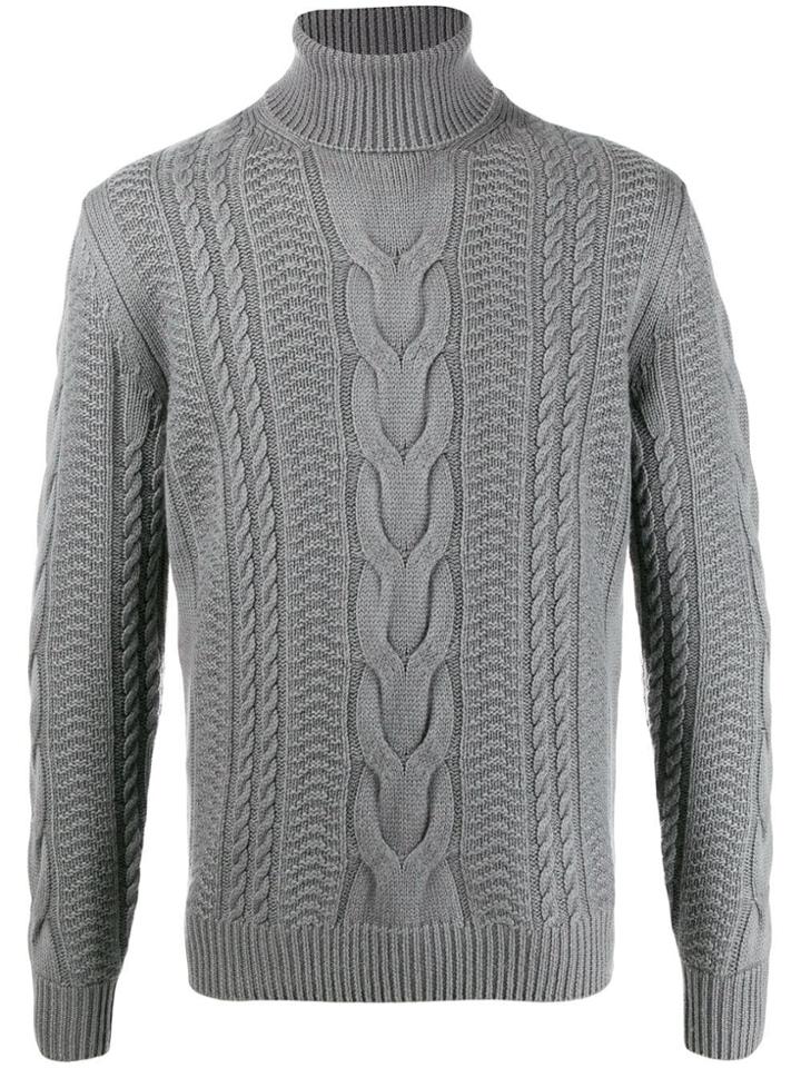 Cenere Gb Cable Knit Turtleneck Jumper - Grey