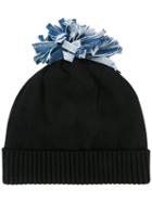 Federica Moretti 'denim Pom Pom' Beanie, Women's, Black, Cotton