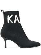 Karl Lagerfeld Pandora Knit Collar Ankle Boots - Black