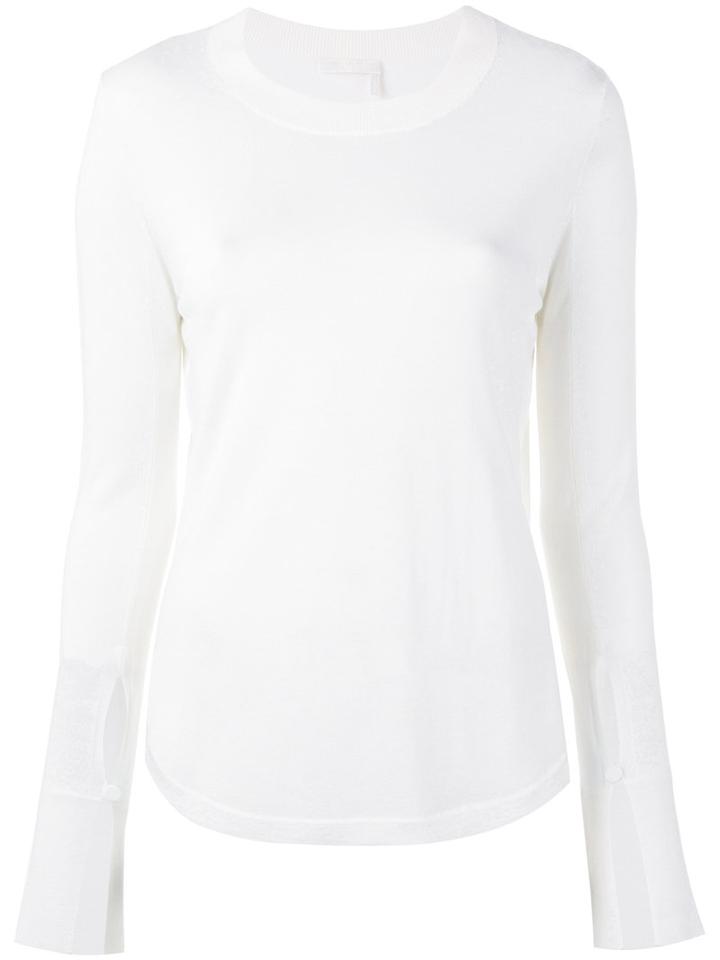 Chloé - Cuff Slit Jumper - Women - Silk/cashmere/virgin Wool - L, White, Silk/cashmere/virgin Wool