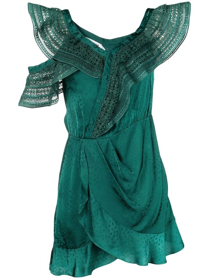 Self-portrait Ruffled Mini Dress - Green