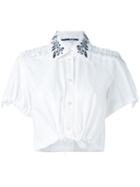 Mcq Alexander Mcqueen - Drawstring Crop Top - Women - Cotton - 42, White, Cotton