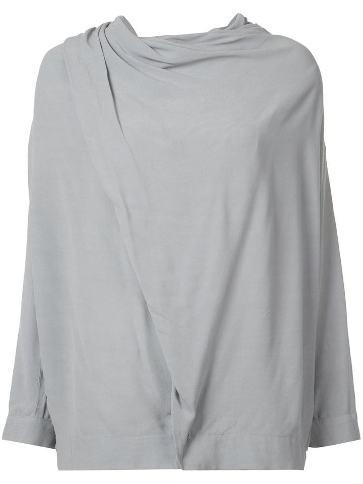 Just Female Draped Shoulder Blouse, Women's, Size: Small, Grey, Viscose