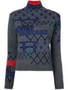 Kolor Intarsia Roll-neck Jumper - Grey