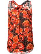 Lanvin Rose Print Sleeveless Top, Women's, Size: 42, Red, Silk
