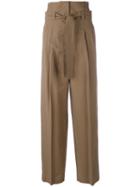 Erika Cavallini Pleat High-rise Trousers, Women's, Size: 42, Brown, Cotton/virgin Wool