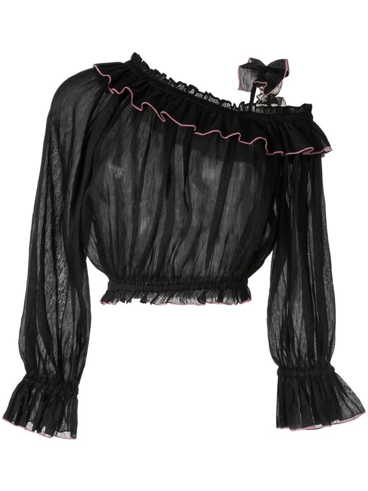 Aje Ruffled One Shoulder Blouse - Black