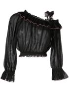 Aje Ruffled One Shoulder Blouse - Black