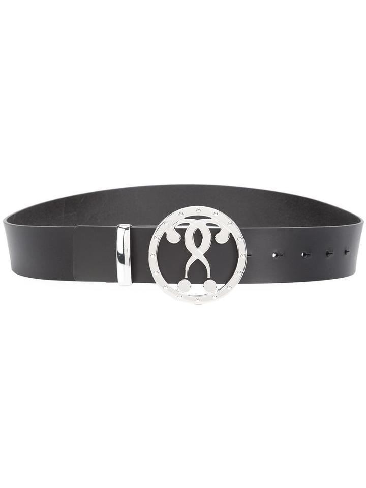 Moschino Logo Belt, Women's, Size: Medium, Black, Calf Leather