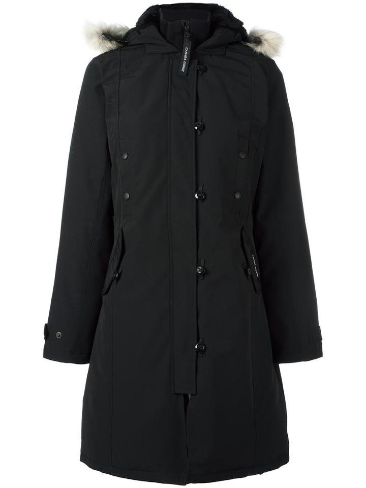 Canada Goose Buttoned Zipped Parka Coat, Women's, Size: Small, Black, Polyester/cotton/nylon/coyote Fur