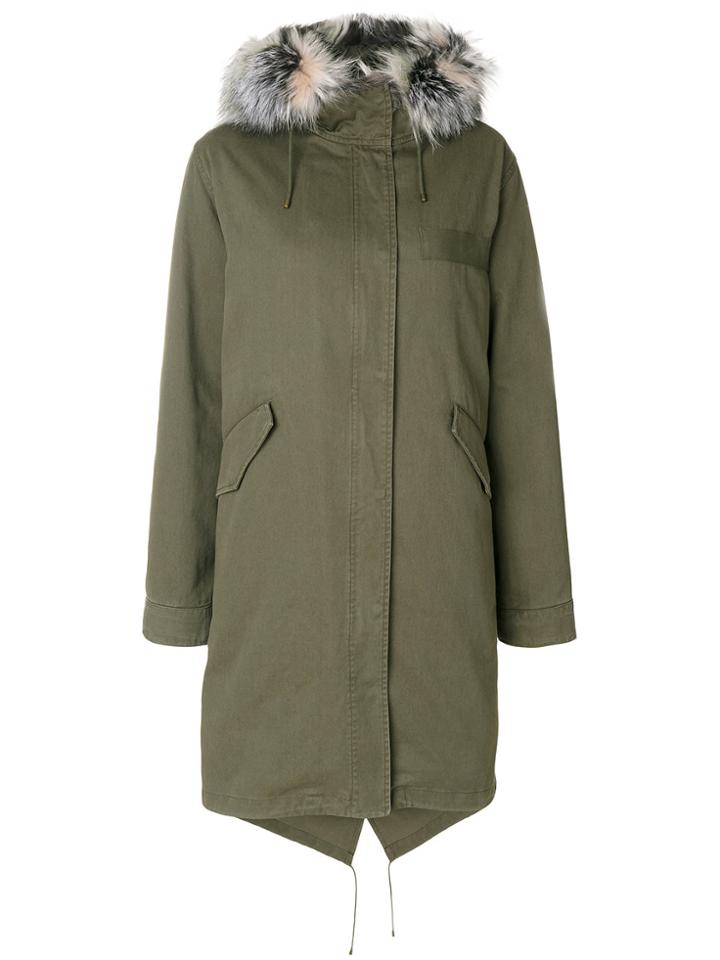 Army Yves Salomon Fur Trimmed Hooded Parka - Green