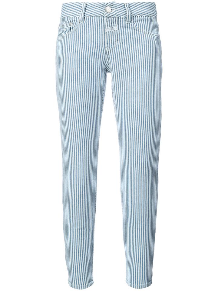 Closed - Striped Cropped Jeans - Women - Cotton/linen/flax - 25, Blue, Cotton/linen/flax