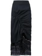 Preen By Thornton Bregazzi Lace Trim Drawstring Skirt, Women's, Size: Small, Black, Virgin Wool