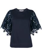 See By Chloé Lace Sleeve Top - Blue