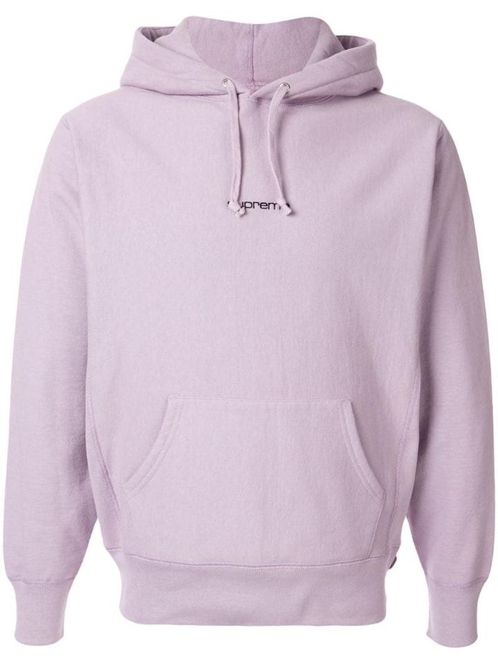Supreme Embroidered Logo Hooded Sweatshirt - Purple