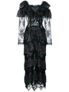Alessandra Rich Heart Ruffle Lace Dress, Women's, Size: 42, Black, Silk/polyamide/viscose