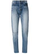Saint Laurent Distressed Tapered Fit Jeans - Blue