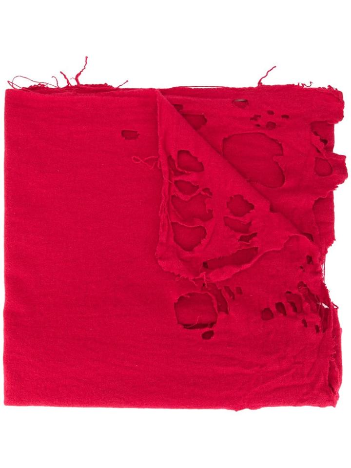 Kolor Distressed Oversized Scarf - Red