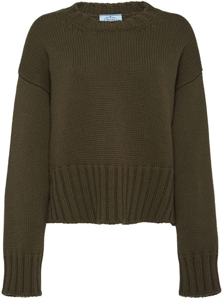 Prada Slouchy Style Crewneck Jumper - Green
