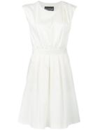 Boutique Moschino - Pleated Shoulder Dress - Women - Rayon/cotton/other Fibers - 44, White, Rayon/cotton/other Fibers