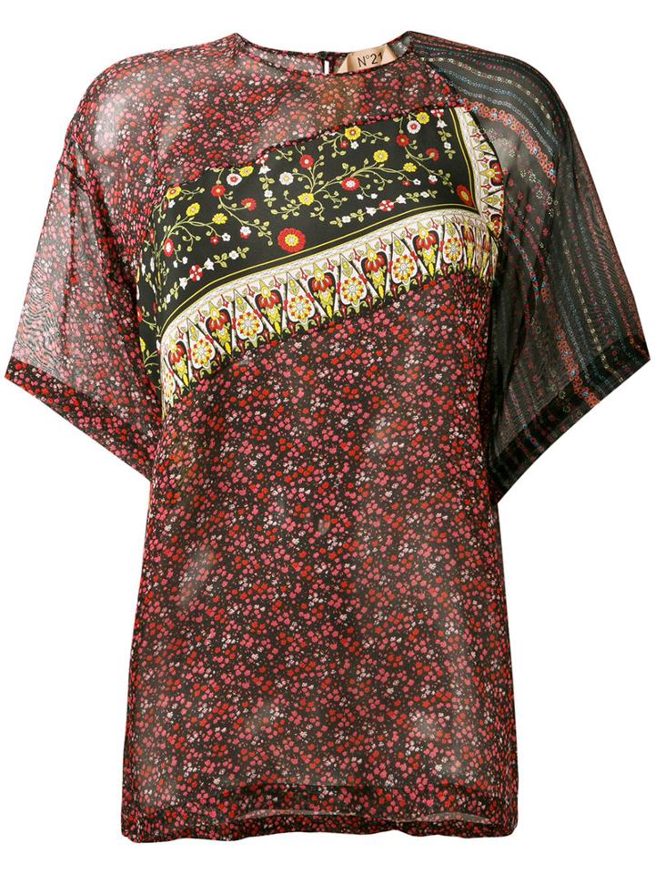No21 - Floral Embroidered Blouse - Women - Silk - 40, Black, Silk