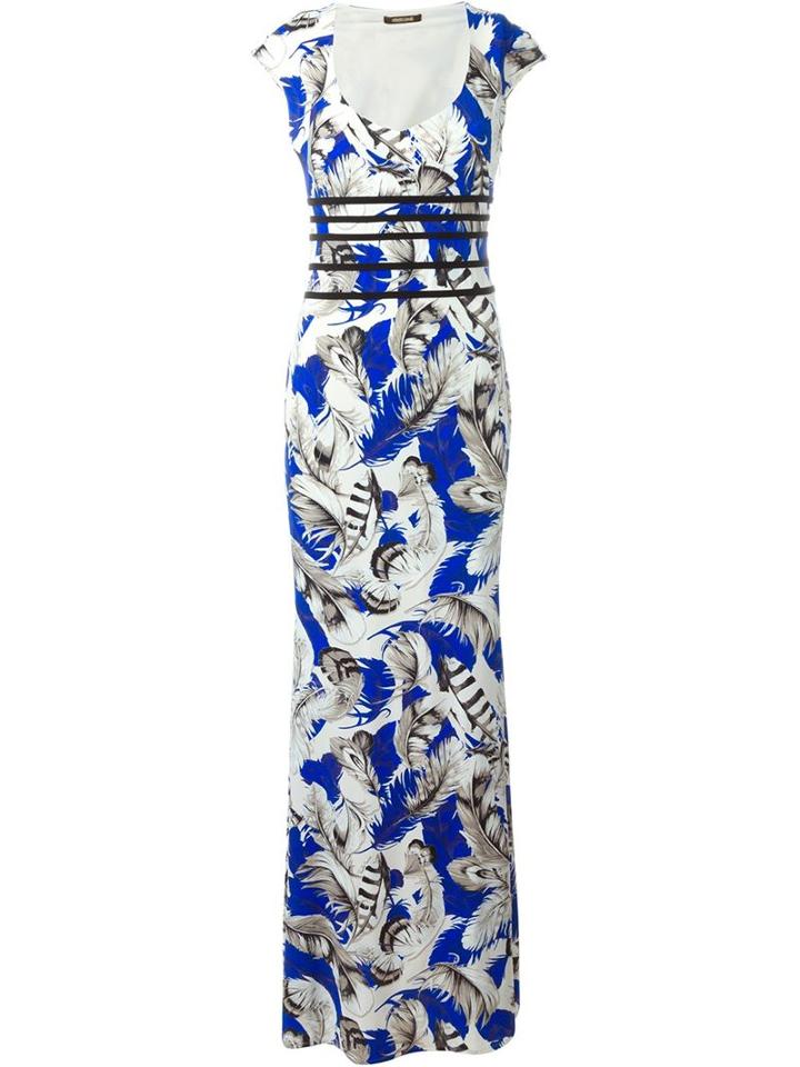 Roberto Cavalli Feather Print Mermaid Dress