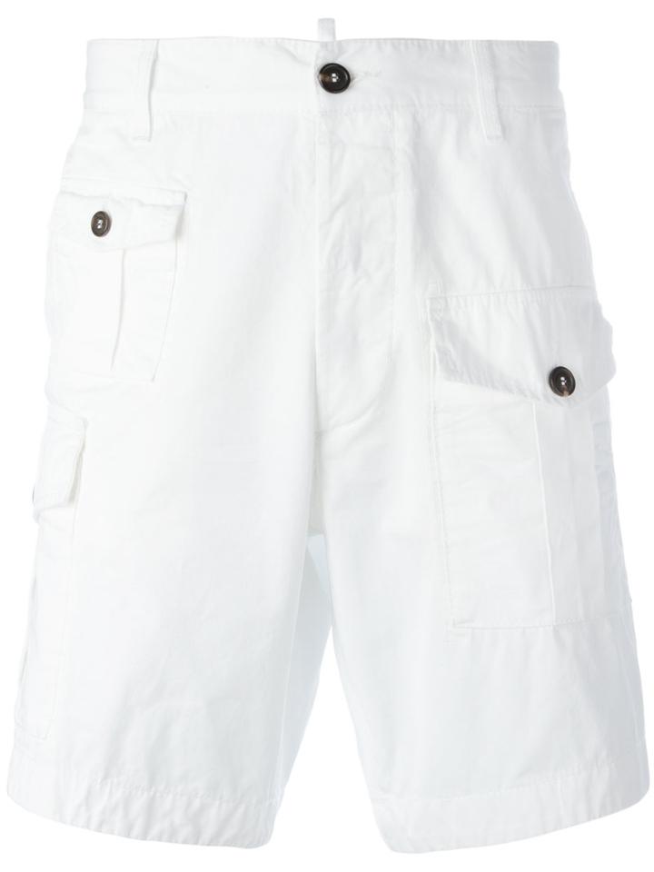 Dsquared2 Classic Cargo Shorts, Men's, Size: 48, White, Cotton