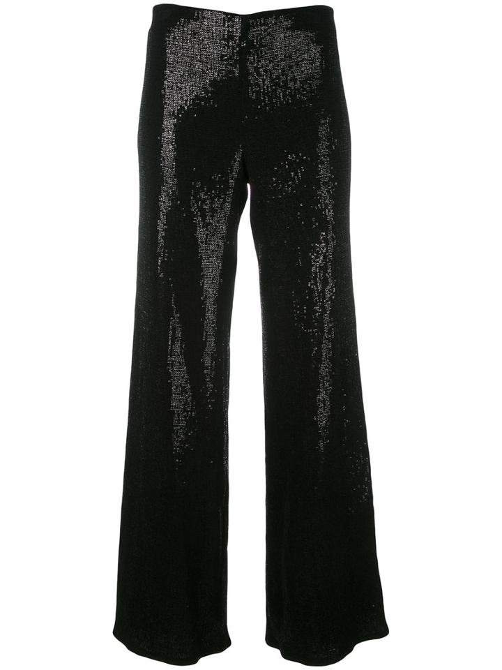 Giorgio Armani Sequin Palazzo Pants, Women's, Size: 40, Black, Polyamide/polyester/spandex/elastane/viscose
