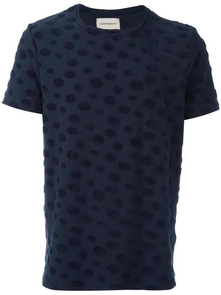 Oliver Spencer Polka Dot T-shirt, Men's, Size: Small, Blue, Cotton/polyester/spandex/elastane
