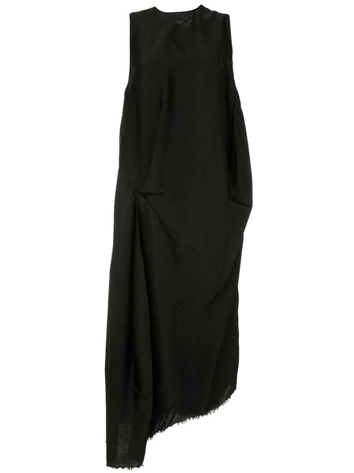 Uma Wang Draped Satin Maxi Dress - Black