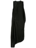 Uma Wang Draped Satin Maxi Dress - Black